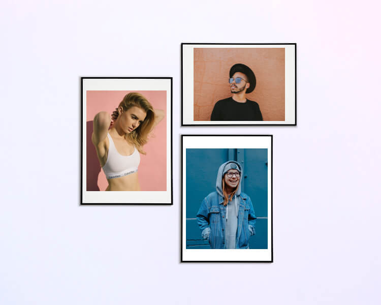 Framed photos of Instagram creators that use InstaCaptain