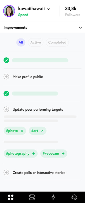 a screenshot of a InstaCaptain user optimizing their account