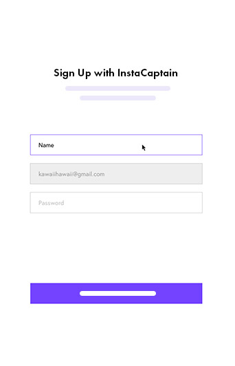 a screenshot of the InstaCaptain sign up page